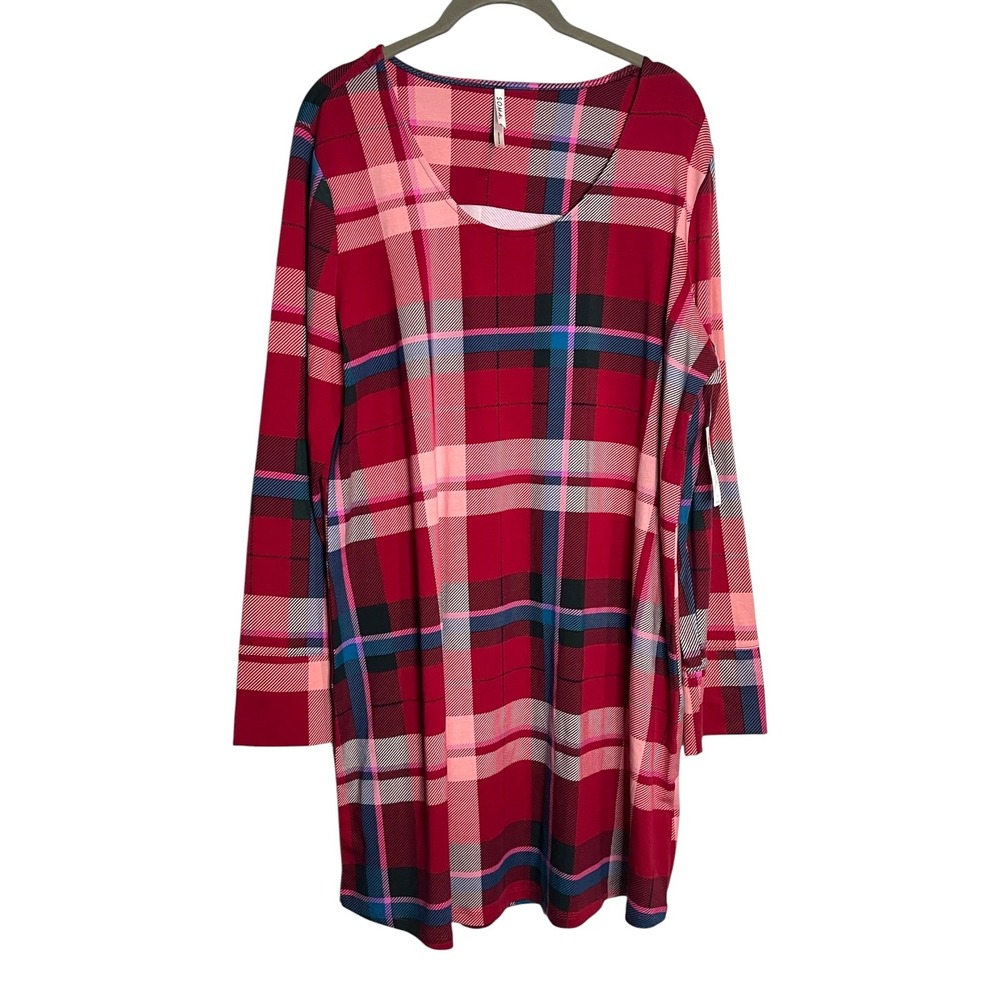 Soma Women's Sleep shirt Red Snuggle Up Plaid Long Sleeve - XL